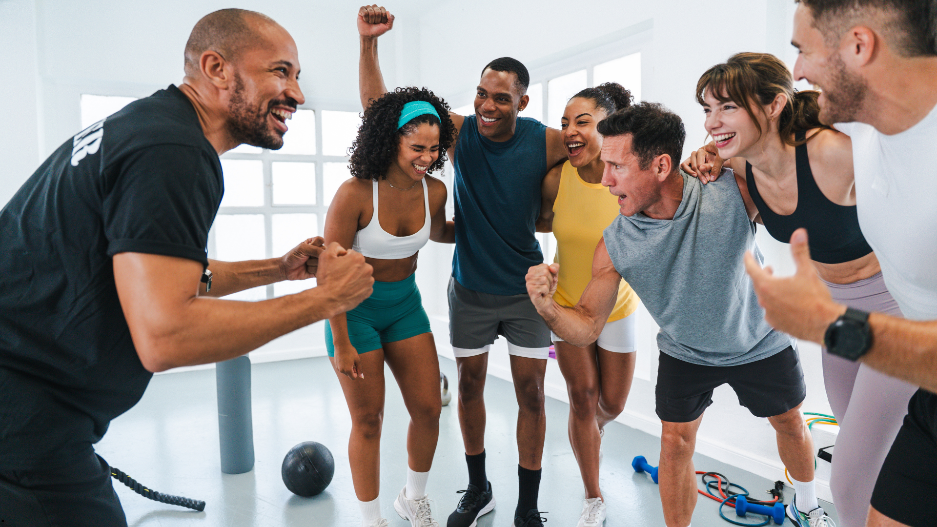 Athletic team cheering each other on