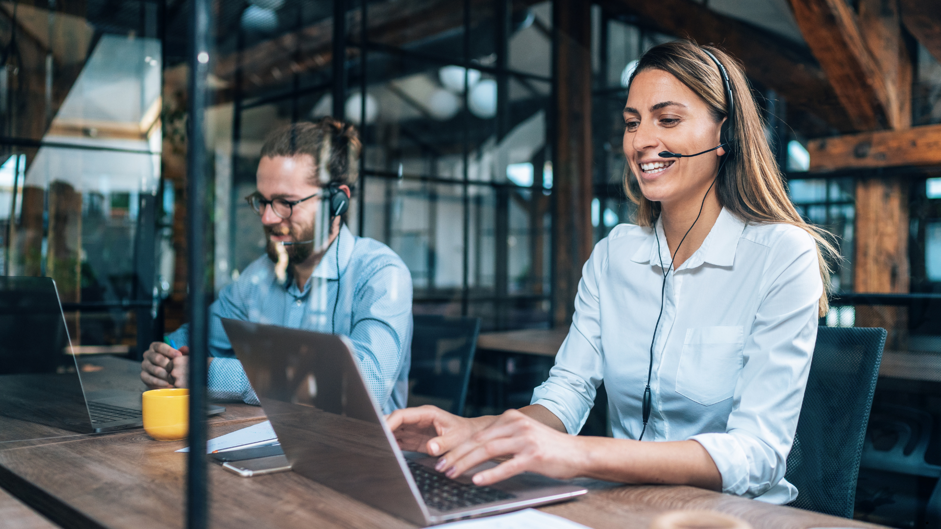 Customer service individuals on the phone