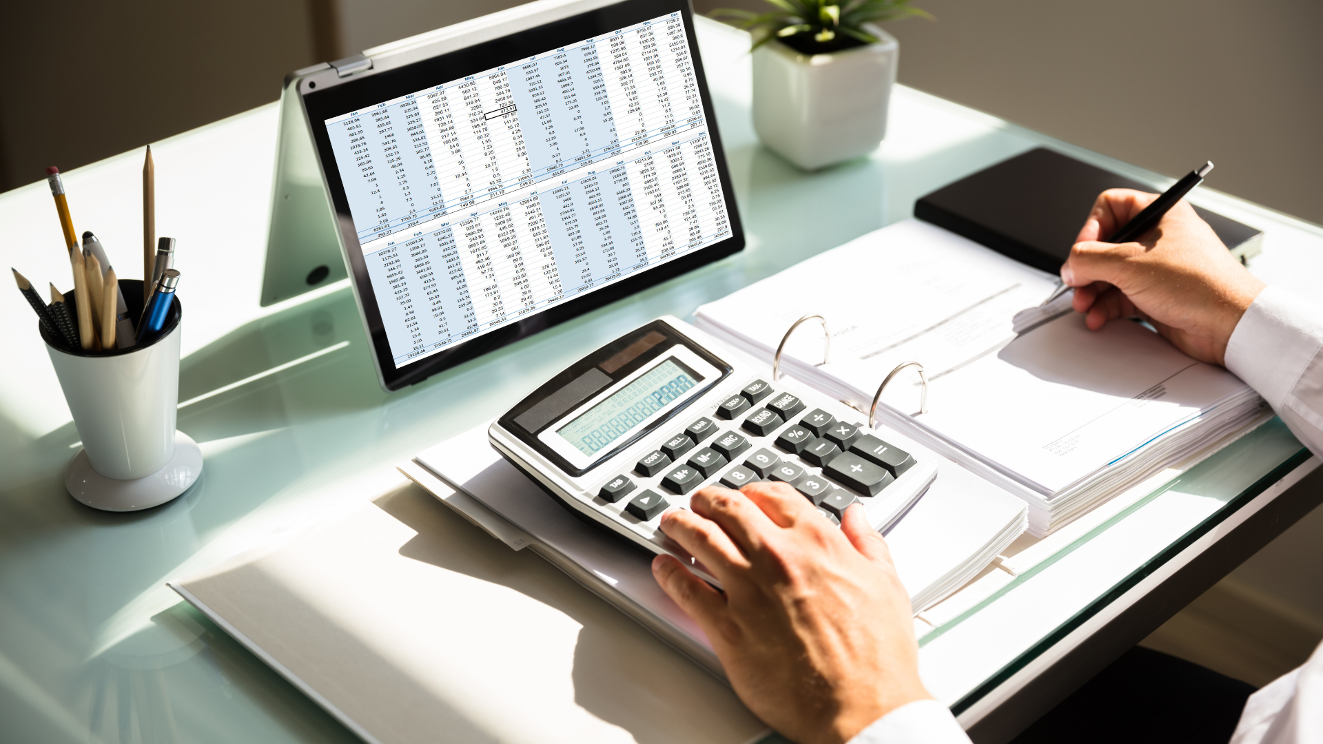 Person using a calculator